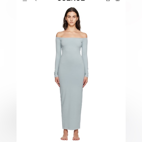 SKIMS Dresses & Skirts - NWT SKIMS blue vintage off the shoulder maxi dress. Size 2X